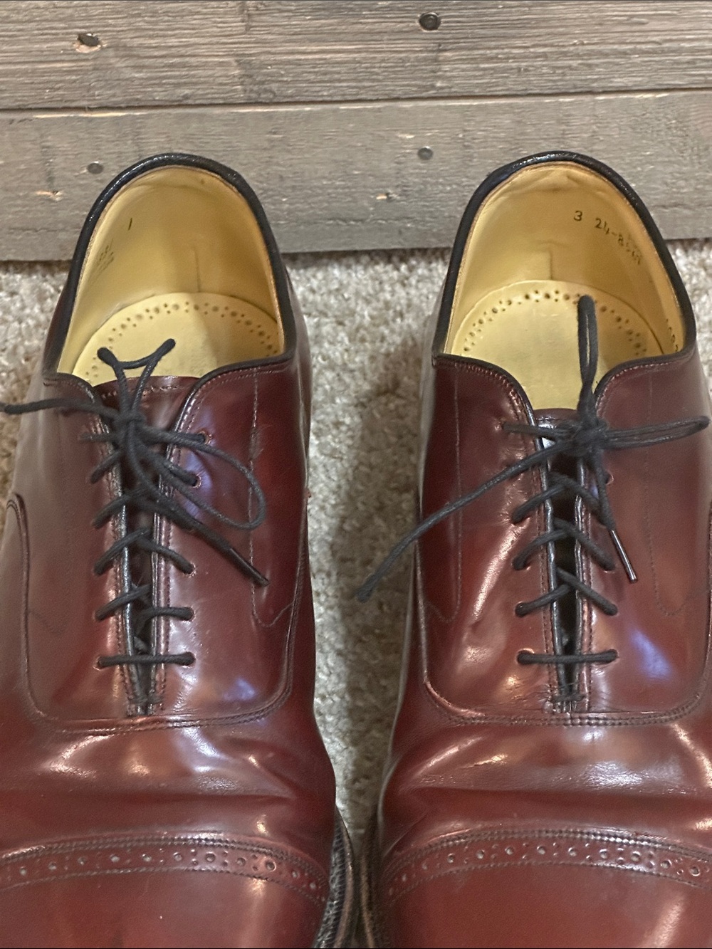 Johnston & Murphy Oxblood Cap Toe Leather Dress Shoes Made in USA Mens Size 10.5 - Picture 8 of 11